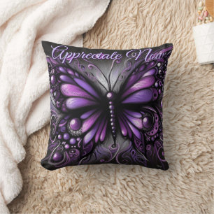 Whimsical Gotische Vlinder Paarse Gepersonaliseerd Kussen