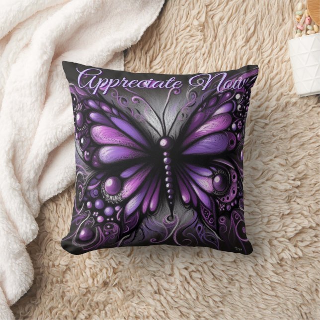 Whimsical Gotische Vlinder Paarse Gepersonaliseerd Kussen (Deken)