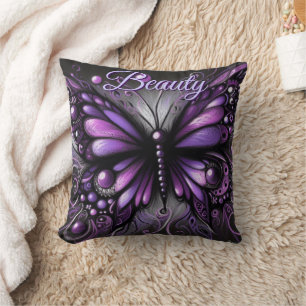 Whimsical Gotische Vlinder Paarse Gepersonaliseerd Kussen