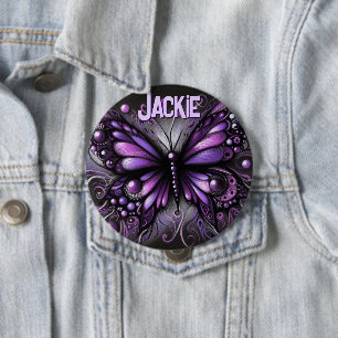 Whimsical Gotische Vlinder Paarse Gepersonaliseerd Ronde Button 4,0 Cm