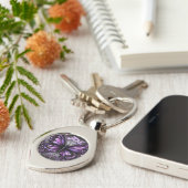 Whimsical Gotische Vlinder Paarse Gepersonaliseerd Sleutelhanger (Zijkant)