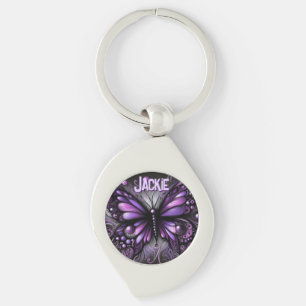 Whimsical Gotische Vlinder Paarse Gepersonaliseerd Sleutelhanger