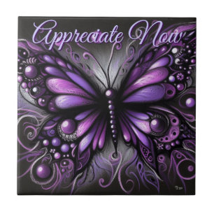 Whimsical Gotische Vlinder Paarse Gepersonaliseerd Tegeltje