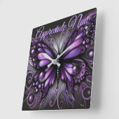 Whimsical Gotische Vlinder Paarse Gepersonaliseerd Vierkante Klok (Hoek)