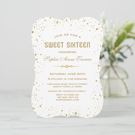 Whimsical Gouden Sterrennacht Sweet 16 Kaart (Staand voorkant)