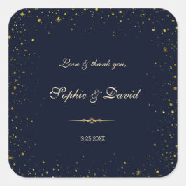Whimsical Gouden Sterrennacht Trouwen Vierkante Sticker