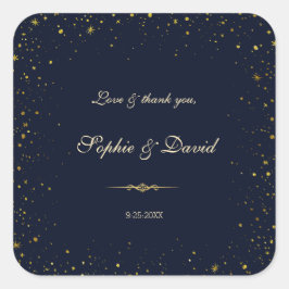Whimsical Gouden Sterrennacht Trouwen Vierkante Sticker