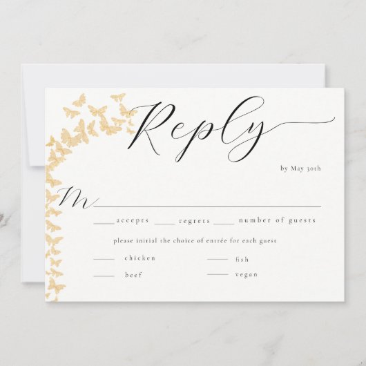 Whimsical gouden vlinders Boho bruiloft maaltijd R (Voorkant)