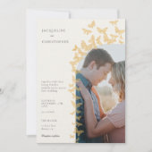 Whimsical gouden vlinders Boho foto boog bruiloft Kaart (Voorkant)