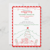 Whimsical Gourmet Friendsmas Potluck Kerstmis Kaart (Voorkant)