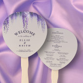 Whimsical Gradient Paarse Bloemen Trouwprogramma Handwaaier