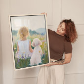 Whimsical Grand Millennial Girl en Dog Art Canvas Afdruk