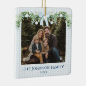 Whimsical Grandmillenial Blue Bow Family Photo Keramisch Ornament (Rechts)