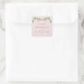 Whimsical Grandmillenial Gingham Pink Bow Garland  Vierkante Sticker (Tas)