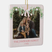 Whimsical Grandmillenial Pink Bow Family Photo Keramisch Ornament (Rechts)