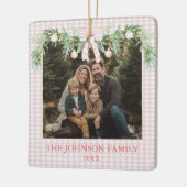 Whimsical Grandmillenial Pink Bow Family Photo Keramisch Ornament (Links)