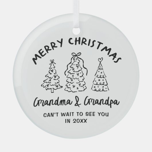 Whimsical Grandparents Pregnancy Announcement Glas Ornament (Voorkant)