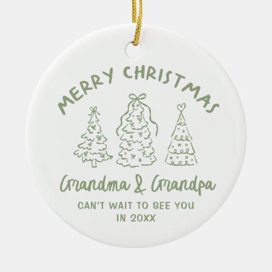Whimsical Grandparents Pregnancy Announcement Keramisch Ornament (Voorkant)