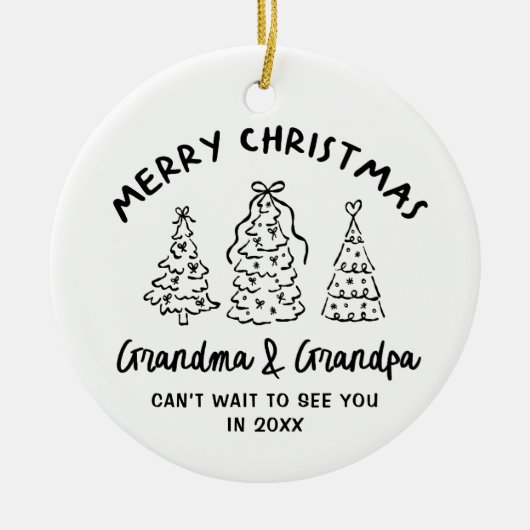 Whimsical Grandparents Pregnancy Announcement Keramisch Ornament (Voorkant)