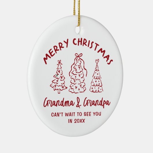 Whimsical Grandparents Pregnancy Announcement Keramisch Ornament (Rechts)