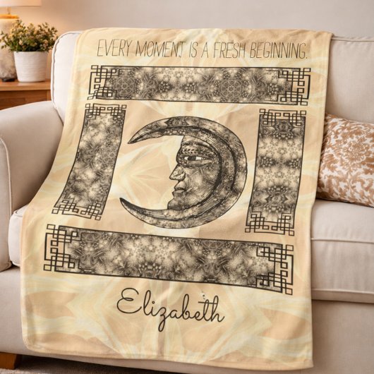 Whimsical  Graphics met Moon Portret Sherpa Deken