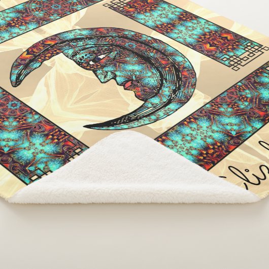 Whimsical  Graphics met Moon Portret Sherpa Deken (3/4)