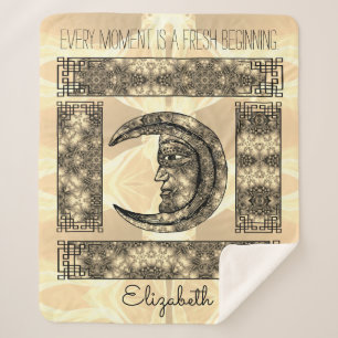 Whimsical Graphics met Moon Portret Sherpa Deken