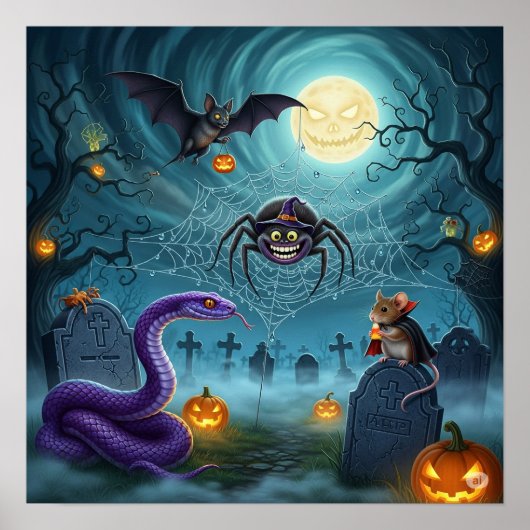 Whimsical Graveyard Halloween Poster (Voorkant)