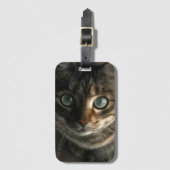 Whimsical Gray Cat Portrait Wall Art Bagagelabel (Voorkant (verticaal))
