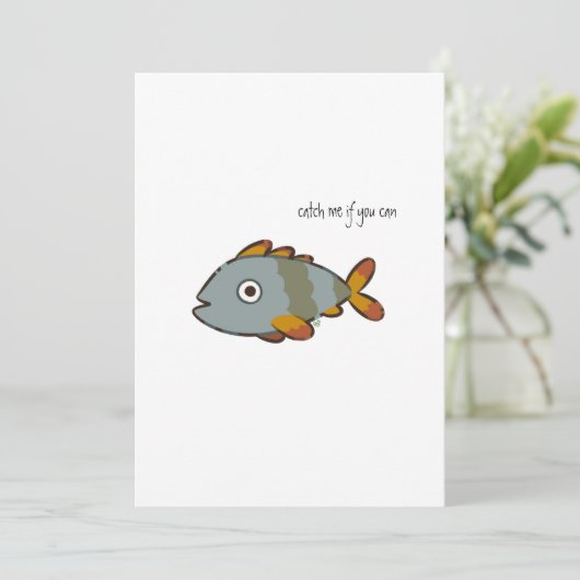 Whimsical Gray Fish Kaart (Staand voorkant)