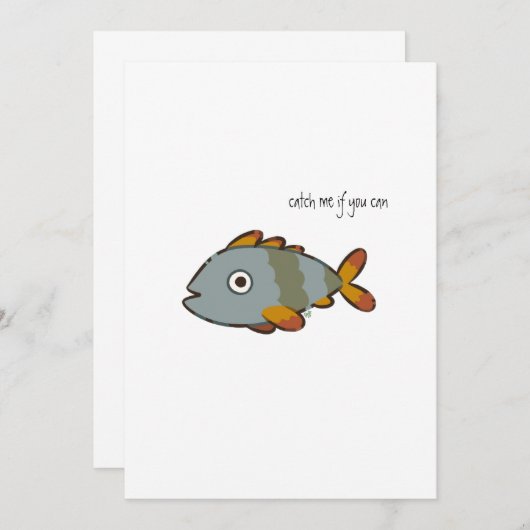 Whimsical Gray Fish Kaart (Voorkant / Achterkant)