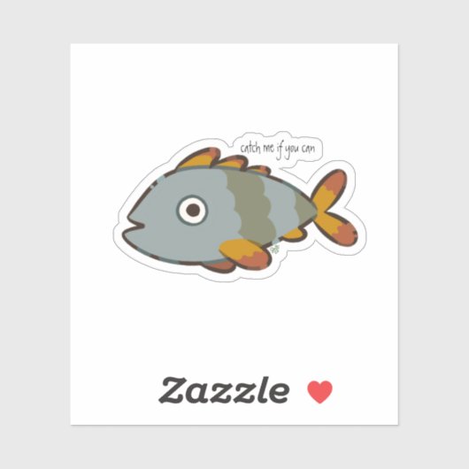 Whimsical Gray Fish Sticker (Vel)