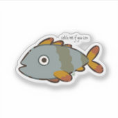 Whimsical Gray Fish Sticker (Voorkant)