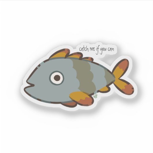 Whimsical Gray Fish Sticker (Voorkant)