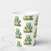 Whimsical Green Blue Baby Dragon Fantasy Party Papieren Bekers (Links)