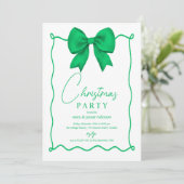 Whimsical Green Bow kerstfeest Kaart (Staand voorkant)