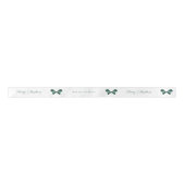 Whimsical Green Bows Merry Christmas Custom Name Satijnen Lint (Voorkant)