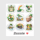 Whimsical Green Cartoon St Patrick Leprechaun Art Sticker (Vel)