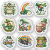 Whimsical Green Cartoon St Patrick Leprechaun Art Sticker (Voorkant)