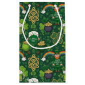 Whimsical Green Cartoon St. Patrick’s Day Pattern Klein Cadeauzakje (Achterkant)