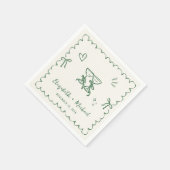 Whimsical Green Cream Wavy Lijst Wedding Servet (Hoek)