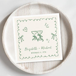 Whimsical Green Cream Wavy Lijst Wedding Servet