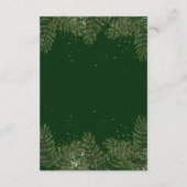 Whimsical Green en Gold Pine Cone Bruiloften info Informatiekaartje (Achterkant)