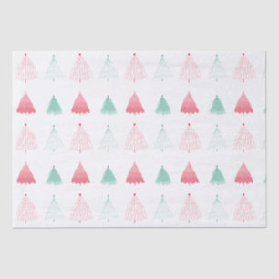 Whimsical Green en Pink Trees Kerstmis Tissuepapier
