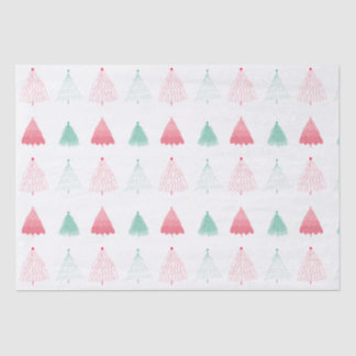 Whimsical Green en Pink Trees Kerstmis Tissuepapier