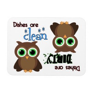 Whimsical Green Eyed Brown Owl Dishwasher Magnet Magneet