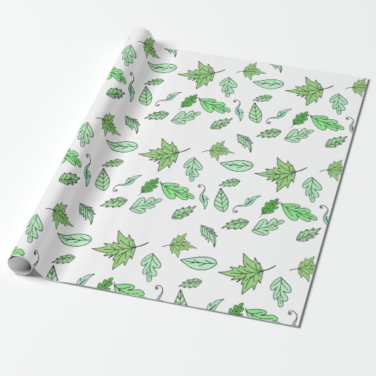 Whimsical Green Forest Floor Leaves Cadeaupapier (Uitgerold)