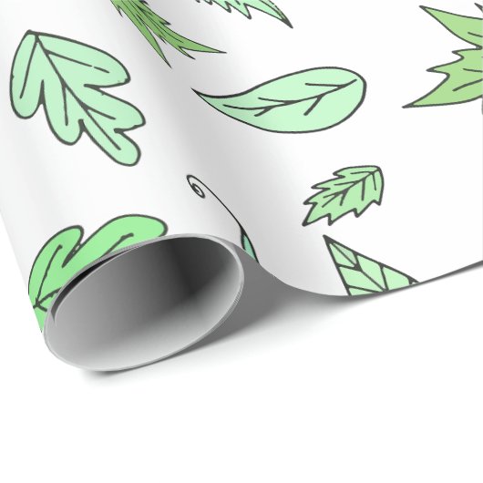 Whimsical Green Forest Floor Leaves Cadeaupapier (Rol Hoek)