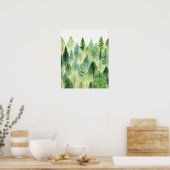 Whimsical Green Forest Trees Woodland Nursery Art Poster (Keuken)