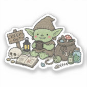 Whimsical Green Goblin Fantasy Laptop Journaal Dec Sticker (Voorkant)